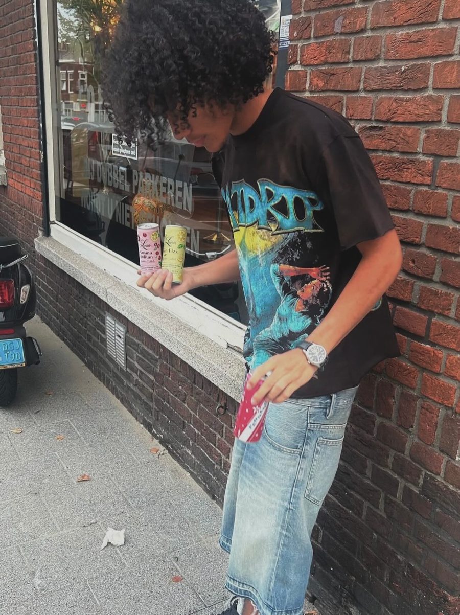 The Lost in Space tee worn around town with denim jorts
